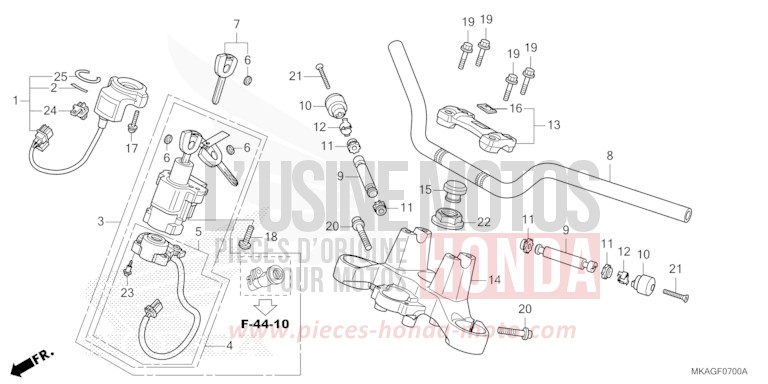 HANDLE PIPE/TOP BRIDGE for NC750S GRAPHITE BLACK (NHB01) from 2016