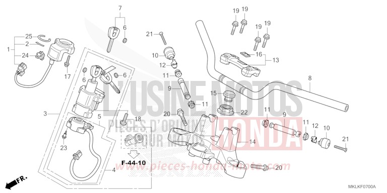 HANDLE PIPE/TOP BRIDGE for NC750S CANDY CHROMOSPHERE RED (R381) from 2019