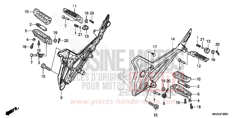 PEDANA per NC750S CANDY PROMINENCE RED (R342) del 2017