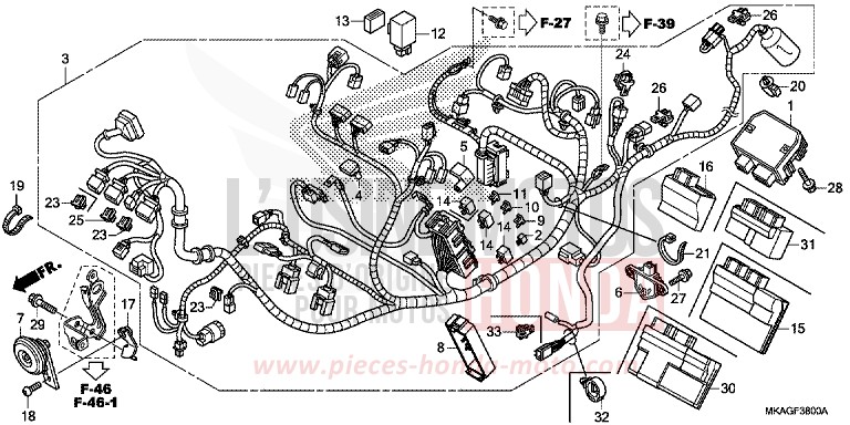 WIRE HARNESS for NC750S CANDY PROMINENCE RED (R342) from 2017