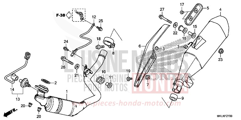 EXHAUST MUFFLER for NC750S CANDY CHROMOSPHERE RED (R381) from 2019