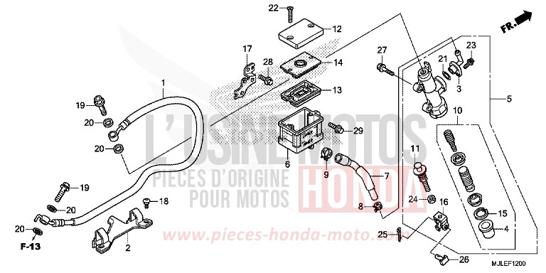 REAR BRAKE MASTER CYLINDER (NC750S) for NC750S SEAL SILVER METALLIC (NHA14) from 2014