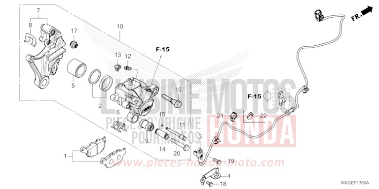REAR BRAKE CALIPER for CMX500 MAT AXIS GRAY METALLIC (NH303) from 2020