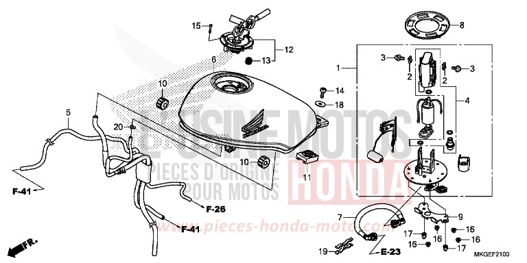 FUEL TANK/FUEL PUMP for REBEL MAT AXIS GRAY METALLIC (NH303) from 2020