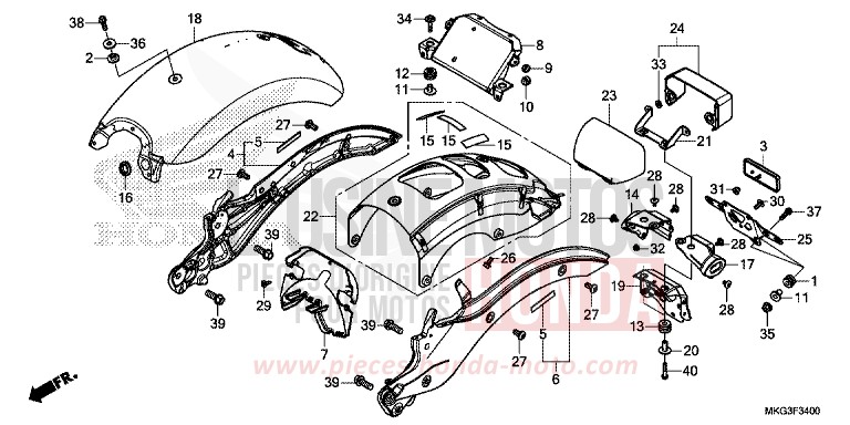 REAR FENDER for CMX500 GRAPHITE BLACK (NHB01) from 2017
