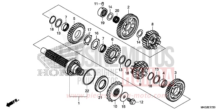 TRANSMISSION (COUNTERSHAFT) for CMX500 MAT ARMORED SILVER METALLIC (NHB89) from 2017