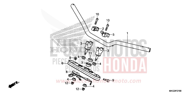 HANDLE PIPE/TOP BRIDGE for CMX500 MAT ARMORED SILVER METALLIC (NHB89) from 2017