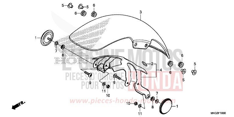 FRONT FENDER for CMX500 MAT ARMORED SILVER METALLIC (NHB89) from 2017