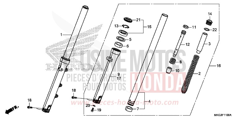 FRONT FORK for CMX500 GRAPHITE BLACK (NHB01) from 2019