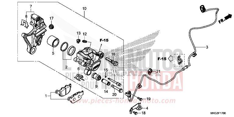 REAR BRAKE CALIPER for CMX500 GRAPHITE BLACK (NHB01) from 2019