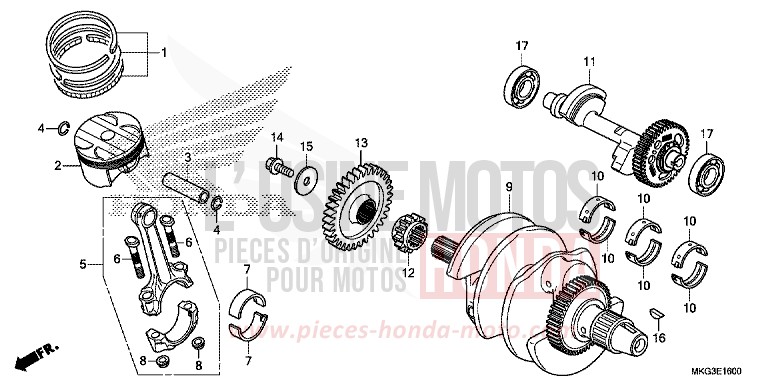 CRANKSHAFT/PISTON for CMX500 MAT AXIS GRAY METALLIC (NH303) from 2019