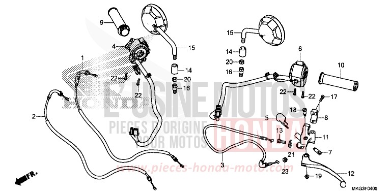 HANDLE LEVER/SWITCH/CABLE/MIRROR for CMX500 MAT AXIS GRAY METALLIC (NH303) from 2019
