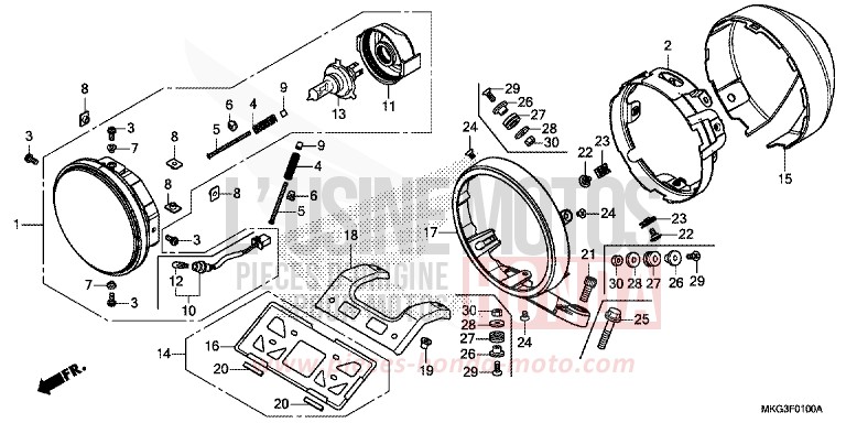 HEADLIGHT for CMX500 MILLENNIUM RED (R263) from 2019