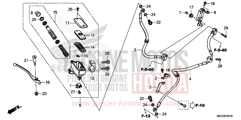 FRONT BRAKE MASTER CYLINDER for CMX500 PEARL CADET GRAY (NHB95) from 2019
