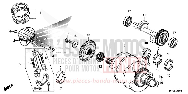 CRANKSHAFT/PISTON for CMX500 GRAPHITE BLACK (NHB01) from 2020