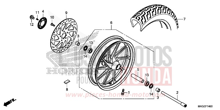 FRONT WHEEL for REBEL MAT AXIS GRAY METALLIC (NH303) from 2020