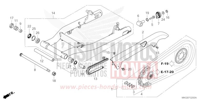 SWINGARM for REBEL MAT AXIS GRAY METALLIC (NH303) from 2020