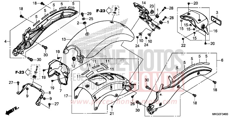 REAR FENDER for CMX500 GRAPHITE BLACK (NHB01) from 2022