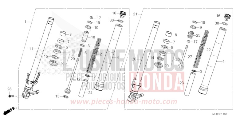 FOURCHETTE AVANT for CB750A GRAPHITE BLACK (NHB01) from 2023