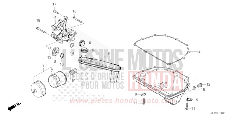 CARTER D'HUILE/POMPE A HUILE for CB750A PEARL GLARE WHITE (NHB53) from 2023