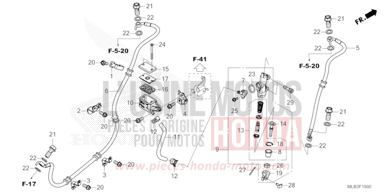 MAÎTRE-CYLINDRE DE FREIN ARRIÈRE for CB750A PEARL GLARE WHITE (NHB53) from 2023