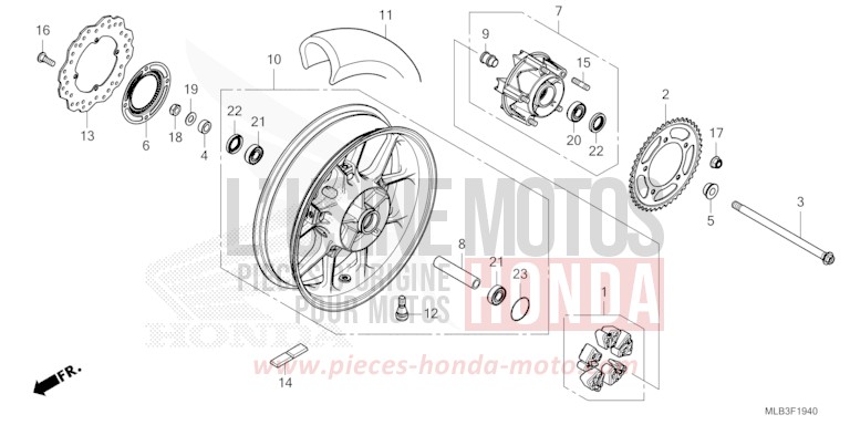 REAR WHEEL for CB750A MAT GOLDFINCH YELLOW (Y242) from 2023