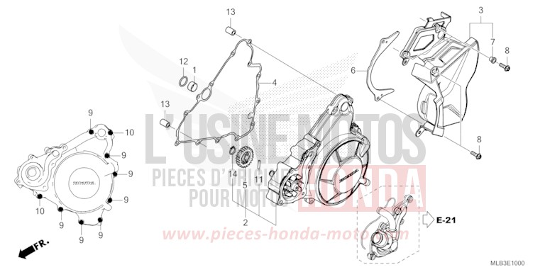COUVERCLE DE GENERATRICE/PANNEAU ARRIERE GAUCHE for CB750A MAT IRIDIUM GRAY METALLIC (NHC64) from 2023
