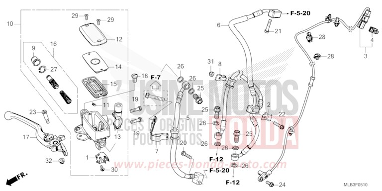 MAITRE-CYLINDRE DE FREIN AVANT CYLINDRE for CB750A MAT IRIDIUM GRAY METALLIC (NHC64) from 2023