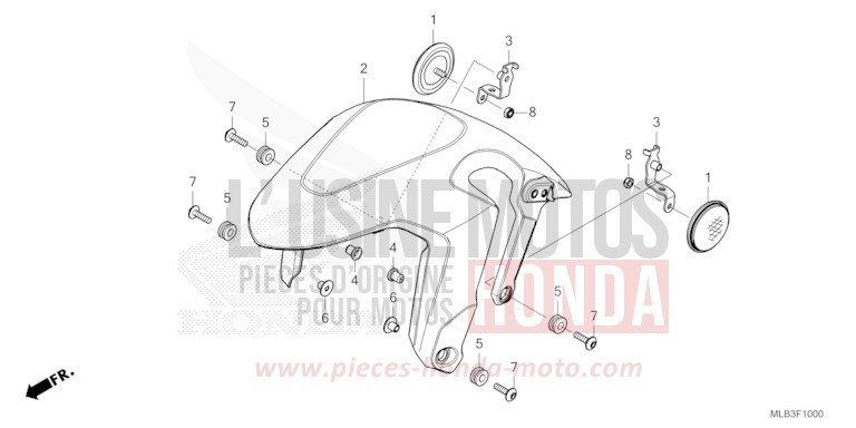 FRONT FENDER for CB750A PEARL GLARE WHITE (NHB53) from 2023