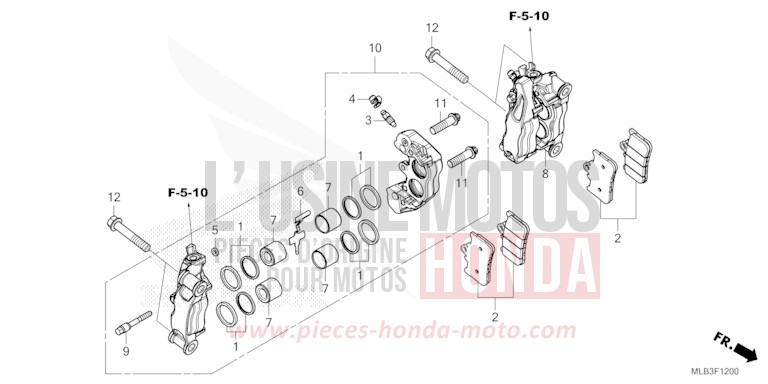 FRONT BRAKE CALIPER for CB750A PEARL GLARE WHITE (NHB53) from 2023