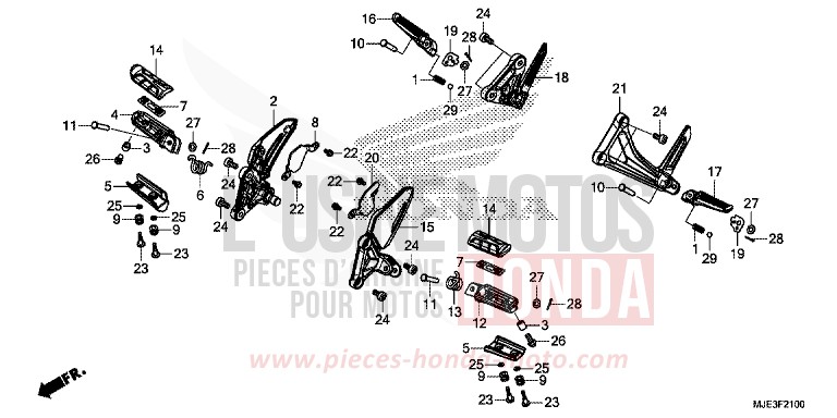 PEDANA per CBR650F MAT GUNPOWDER BLACK METALLIC (NH436X) del 2016