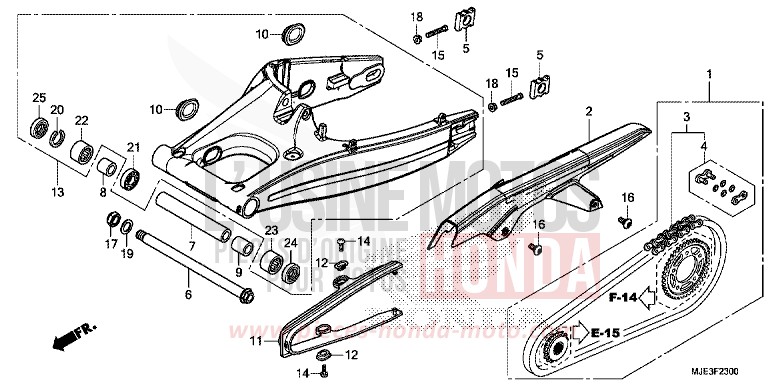 SWINGARM for CBR650F MAT GUNPOWDER BLACK METALLIC (NH436X) from 2016
