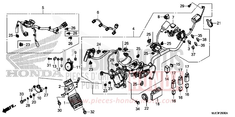 WIRE HARNESS for CBR650F MILLENNIUM RED (R263) from 2017