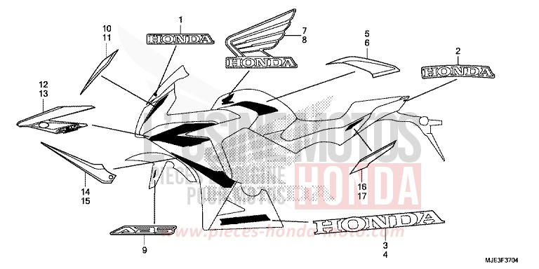 MARCHIO (5) per CBR650F MILLENNIUM RED (R263) del 2017