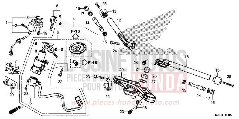 HANDLE PIPE/TOP BRIDGE for CBR650F MAT GUNPOWDER BLACK METALLIC (NH436) from 2017