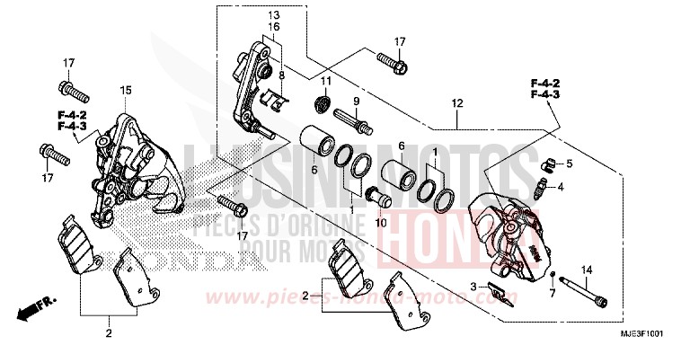 FRONT BRAKE CALIPER (2) for CBR650F MAT GUNPOWDER BLACK METALLIC (NH436) from 2017