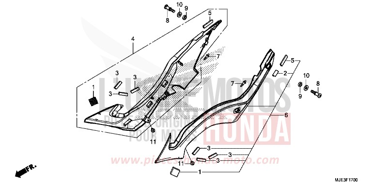 SIDE COVER for CBR650F MAT GUNPOWDER BLACK METALLIC (NH436) from 2017