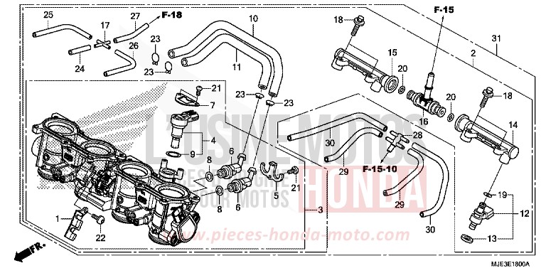 THROTTLE BODY for CBR650F PEARL METALLOID WHITE (NHA96) from 2017