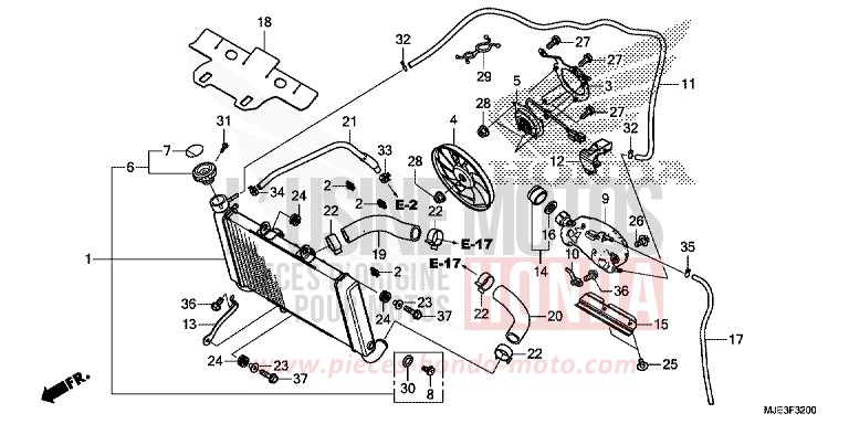 RADIATOR for CBR650F PEARL METALLOID WHITE (NHA96) from 2017