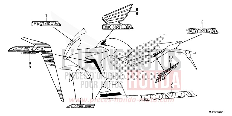 MARCHIO (4) per CBR650F SWORD SILVER METALLIC (NHA95) del 2017