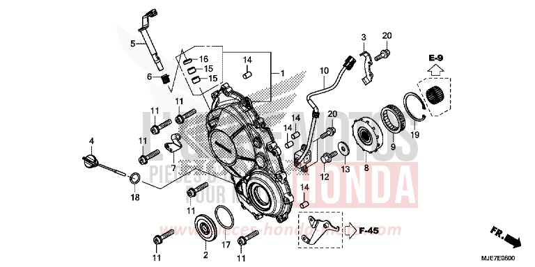 RIGHT CRANKCASE COVER for CBR650F GRAND PRIX RED (R380) from 2018
