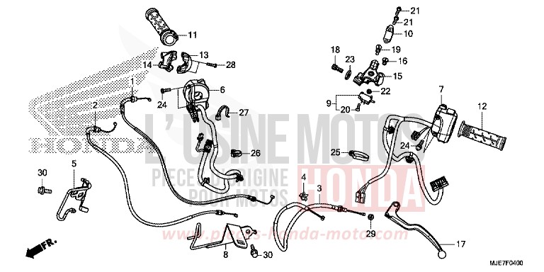 HANDLE LEVER/SWITCH/CABLE for CBR650F GRAND PRIX RED (R380) from 2018