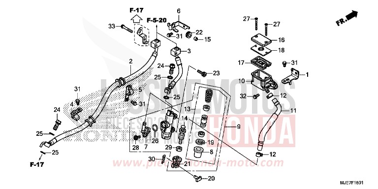 REAR BRAKE MASTER CYLINDER (CBR650FA) for CBR650F GRAND PRIX RED (R380) from 2018