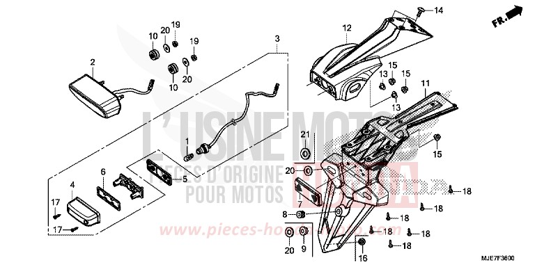 TAILLIGHT for CBR650F GRAND PRIX RED (R380) from 2018