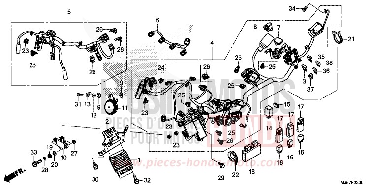 WIRE HARNESS for CBR650F GRAND PRIX RED (R380) from 2018