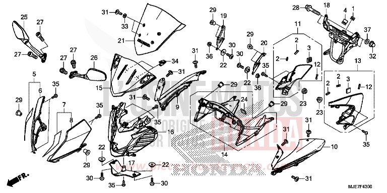UPPER COWL for CBR650F GRAND PRIX RED (R380) from 2018