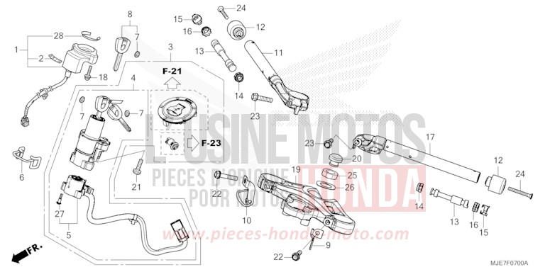 HANDLE PIPE/TOP BRIDGE for CBR650F MAT GUNPOWDER BLACK METALLIC (NH436) from 2018