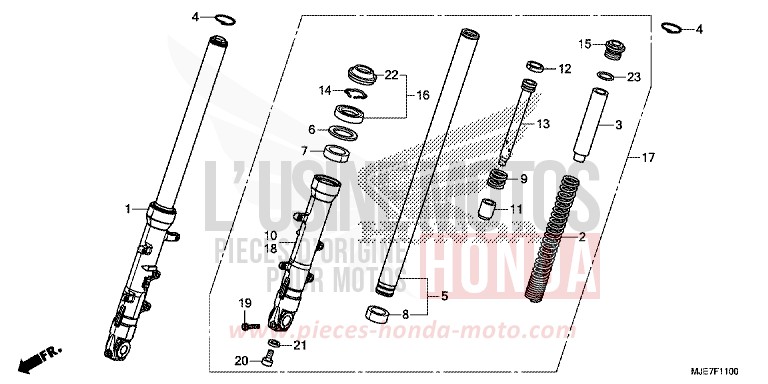 FRONT FORK for CBR650F MAT GUNPOWDER BLACK METALLIC (NH436) from 2018