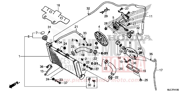 RADIATOR for CBR650F MAT GUNPOWDER BLACK METALLIC (NH436) from 2018