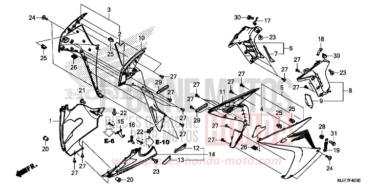 MIDDLE COWL/UNDER COWL for CBR650F MAT GUNPOWDER BLACK METALLIC (NH436) from 2018